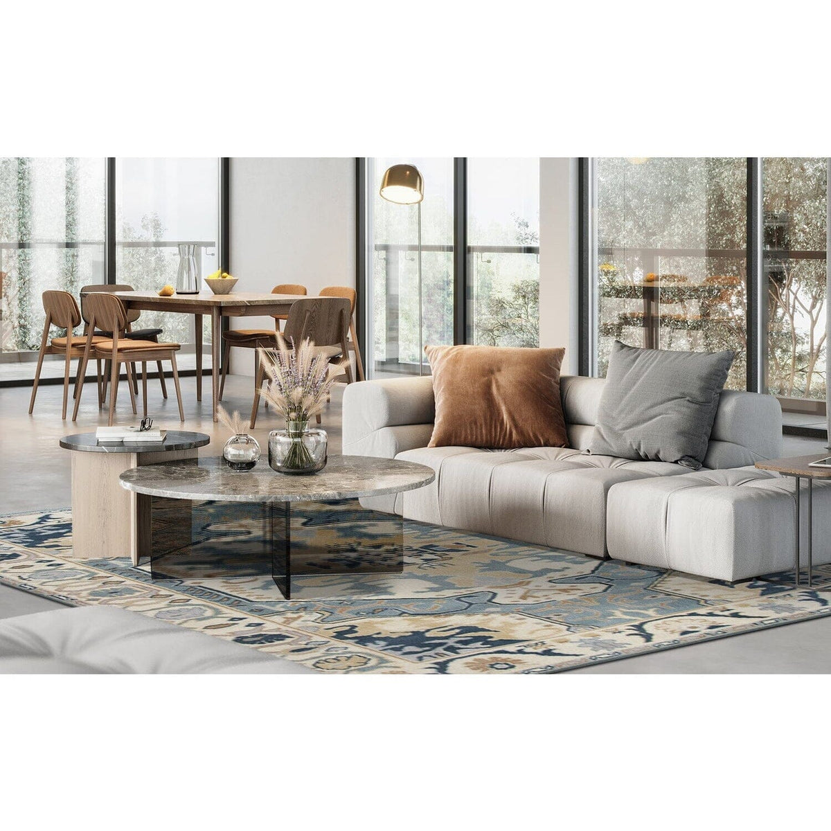 Ballard Blue Wool Handknotted handknotted tibetan 60 knot Organic Weave Shop 