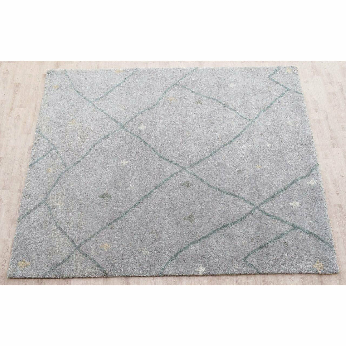 Arianna Grey Moroccan Wool Shag handknotted tibetan 60 knot Organic Weave Shop 