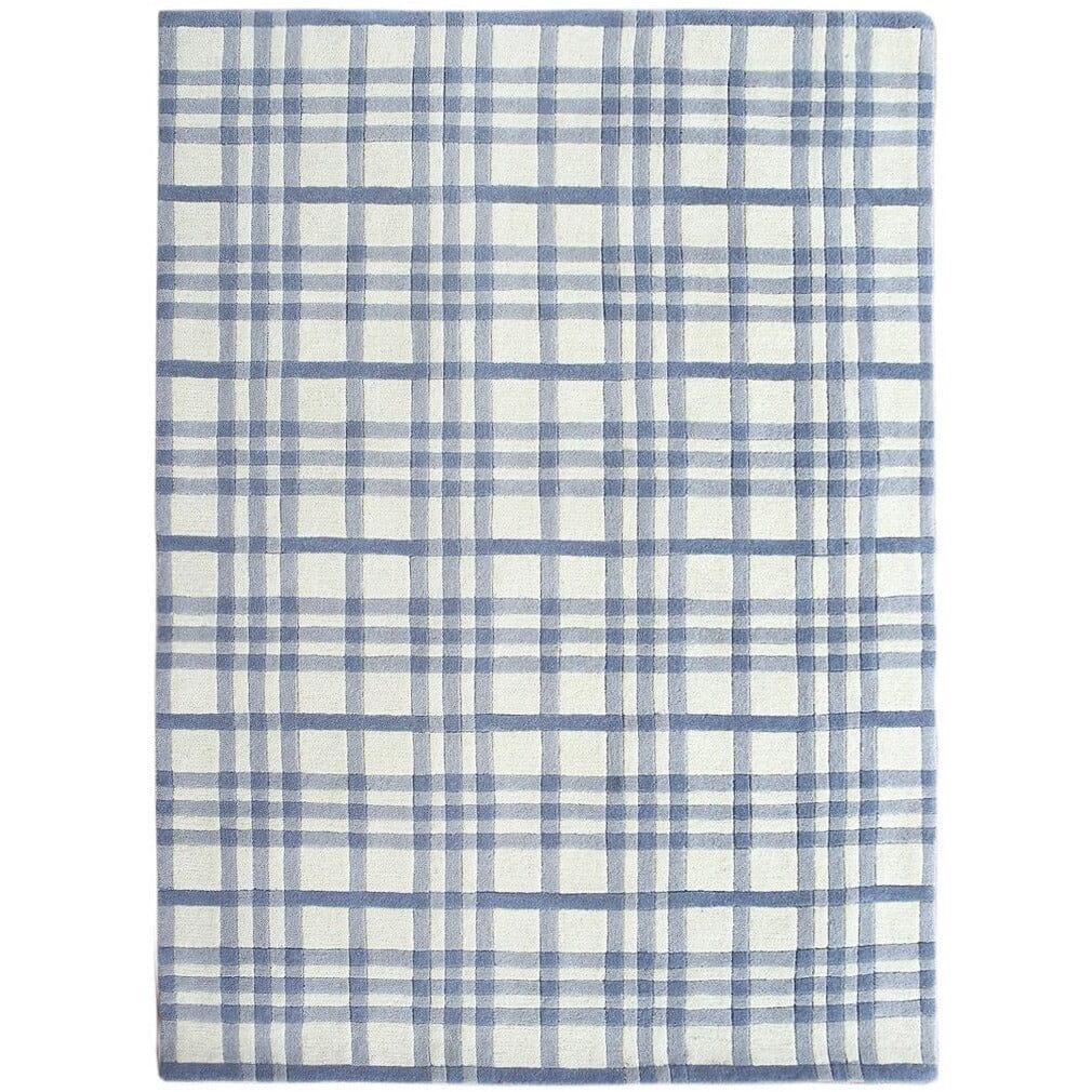 Aspen Plaid Grey Wool handtufted wool Organic Weave Shop 3&#39; x 10&#39; Blue 