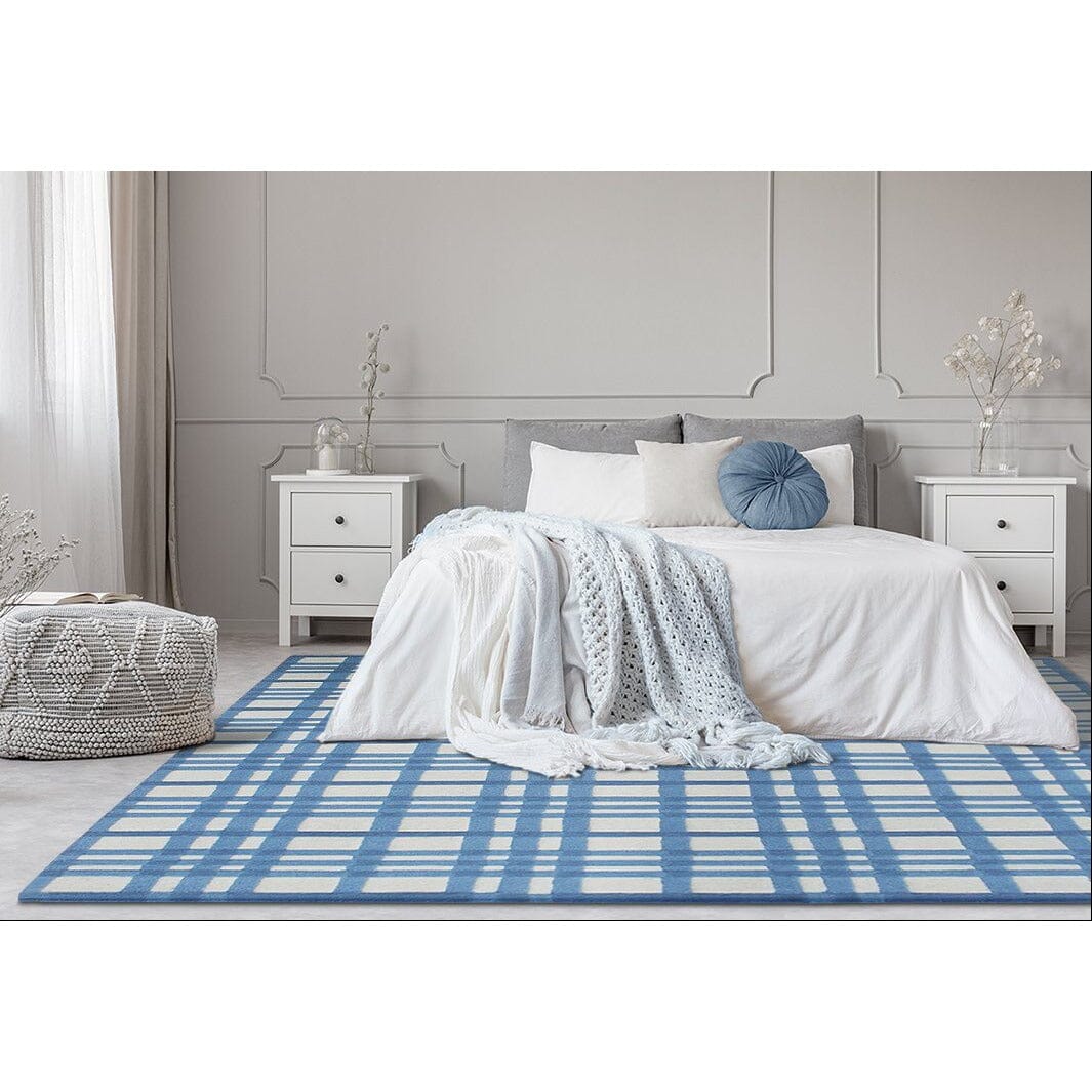 Aspen Plaid Blue Wool handtufted wool Organic Weave Shop 