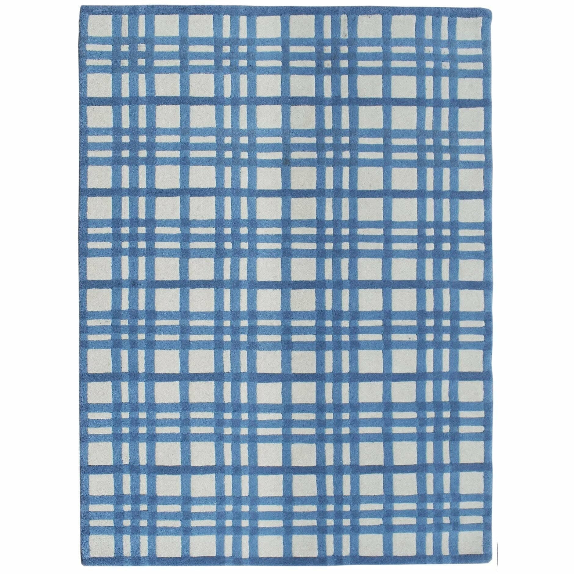 Aspen Plaid Blue Wool handtufted wool Organic Weave Shop 