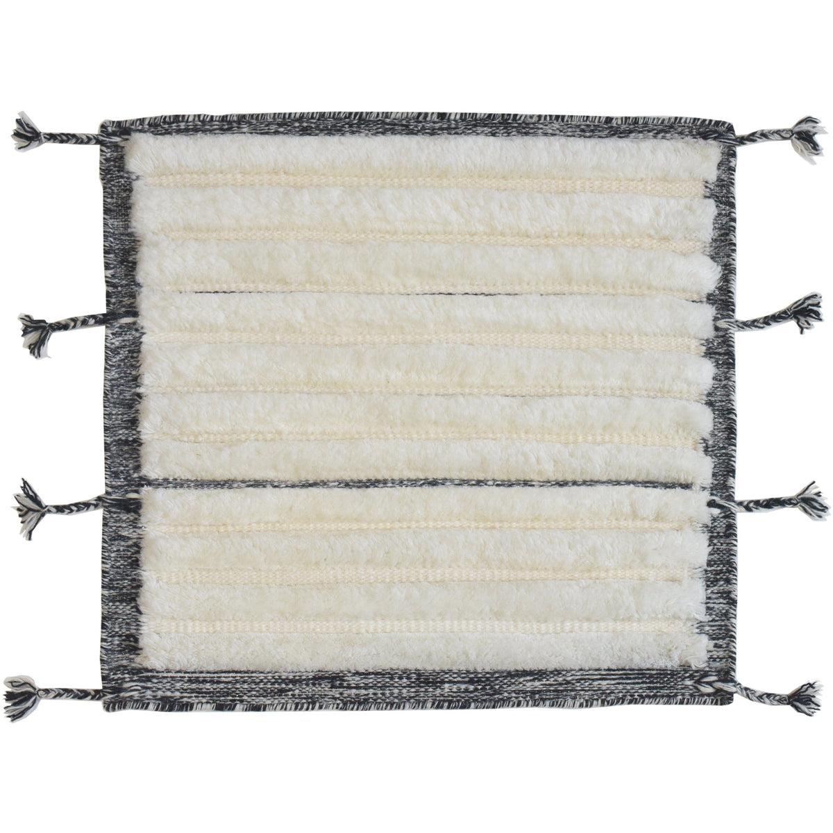 Taylor Wool Handknotted with Shag Pile - More Colors Available handknotted tibetan 60 knot Organic Weave Shop 6x9 Ivory/Black 