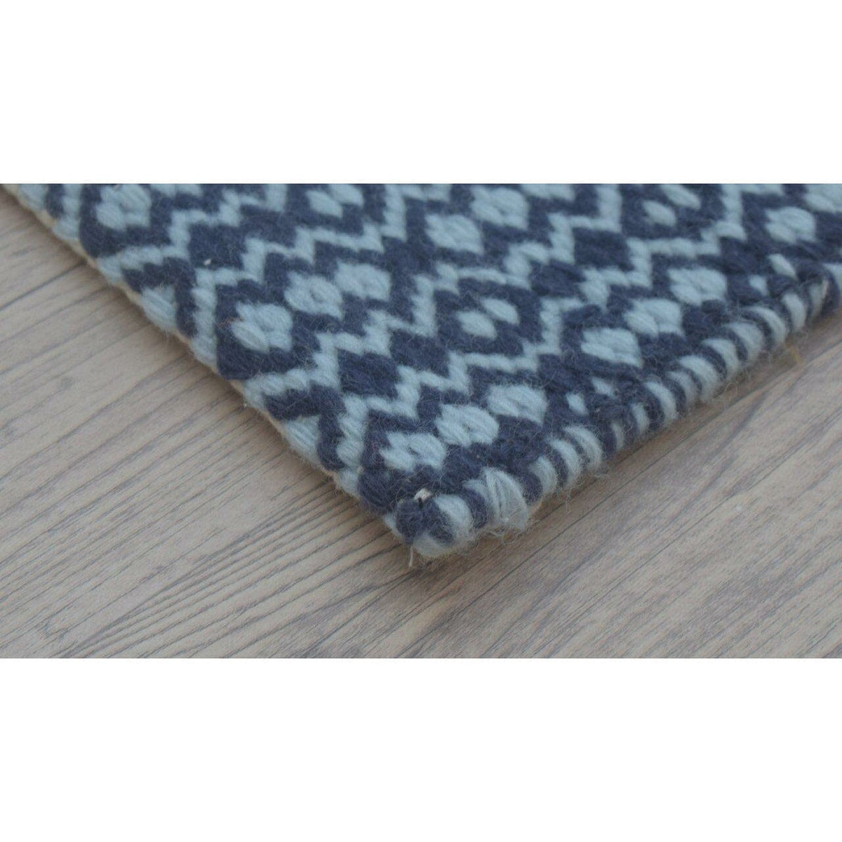 Marbella Blue Wool Flatweave wool flatweave Organic Weave Shop 