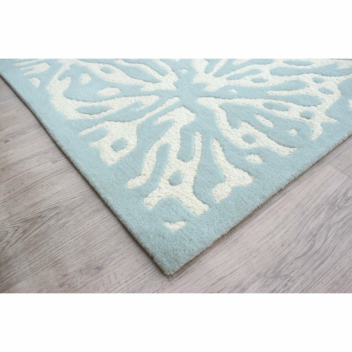 Quinn Turquoise Blue Wool handtufted wool Organic Weave Shop 3&#39; x 10&#39; RUNNER Turquoise 