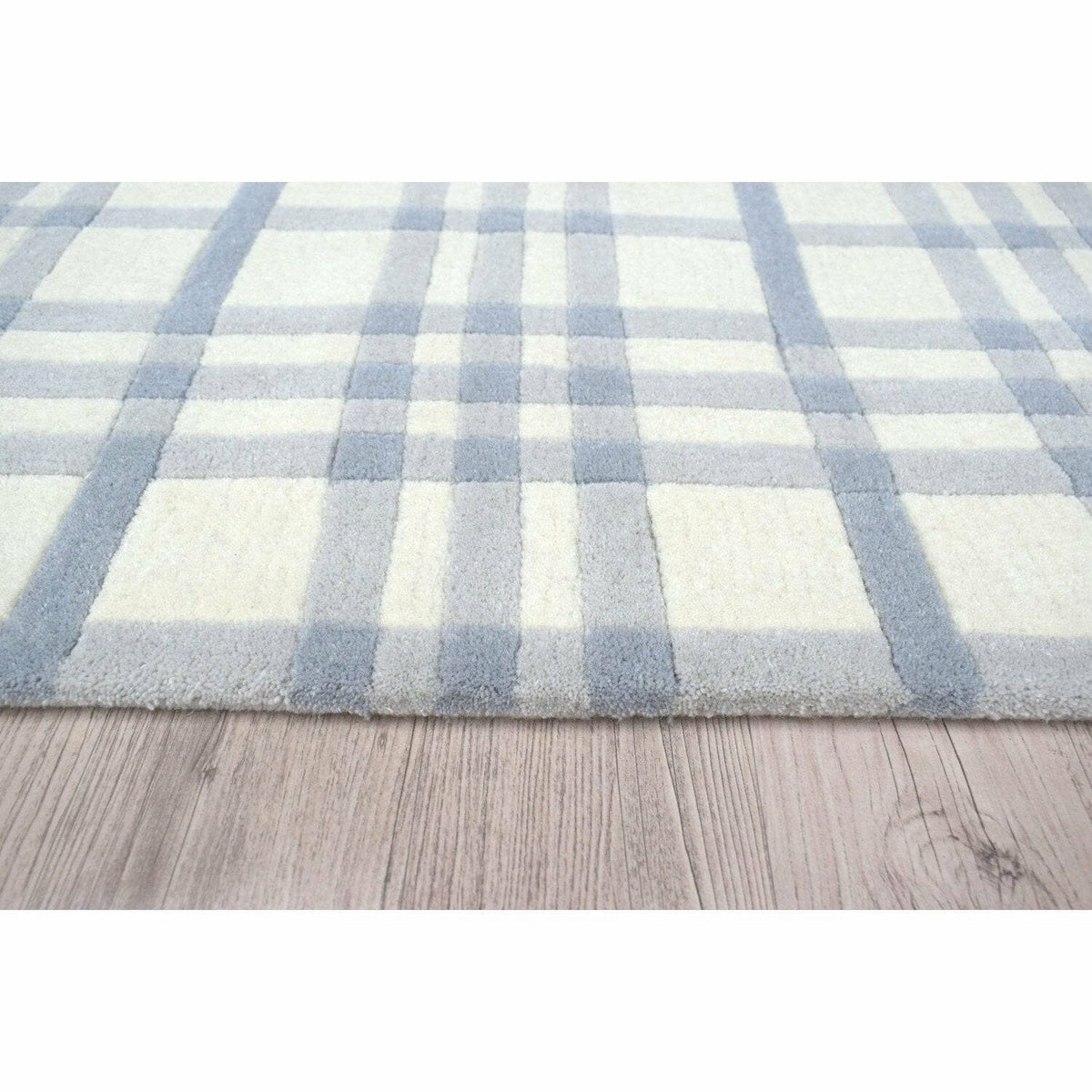 Aspen Plaid Grey Wool handtufted wool Organic Weave Shop 