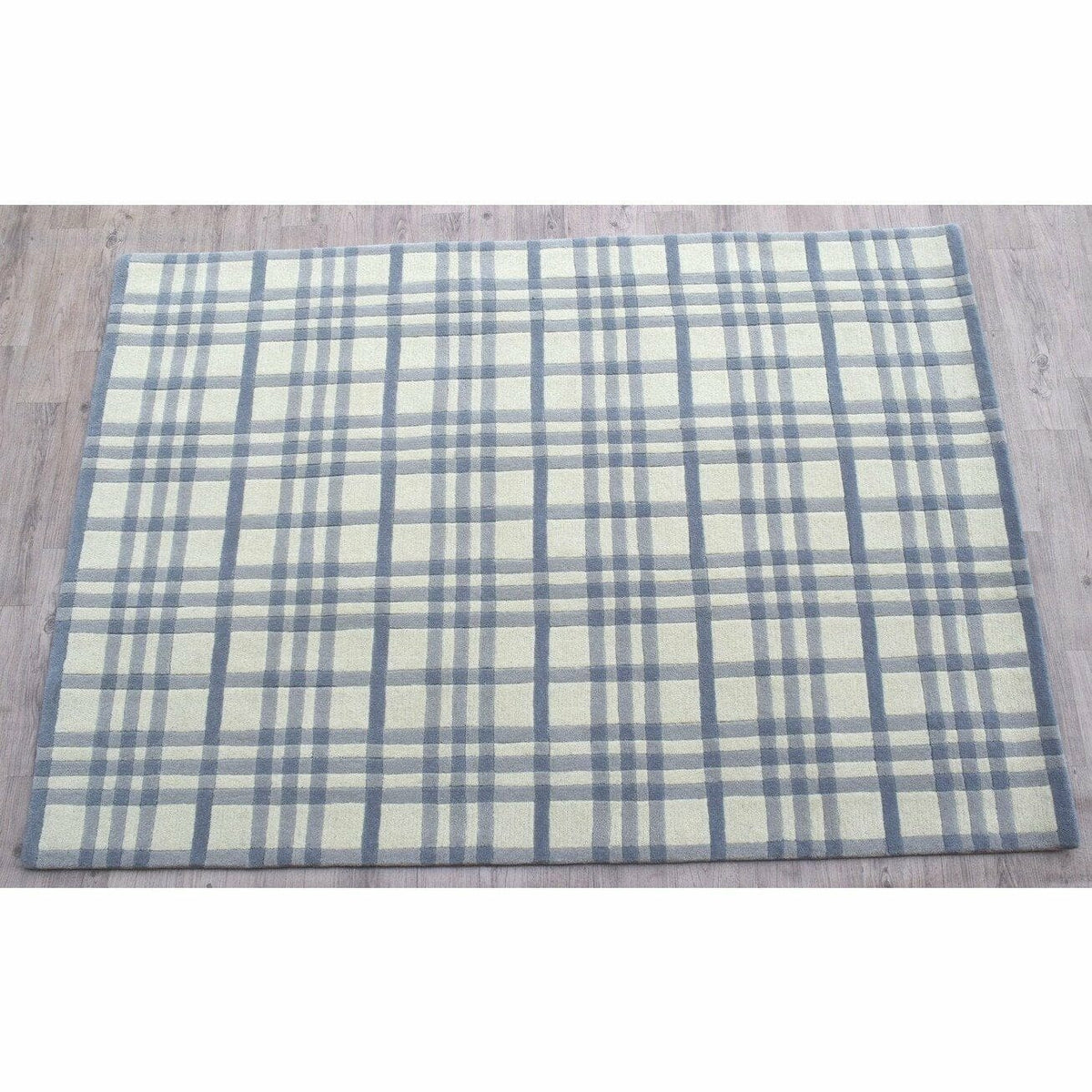 Aspen Plaid Grey Wool handtufted wool Organic Weave Shop 
