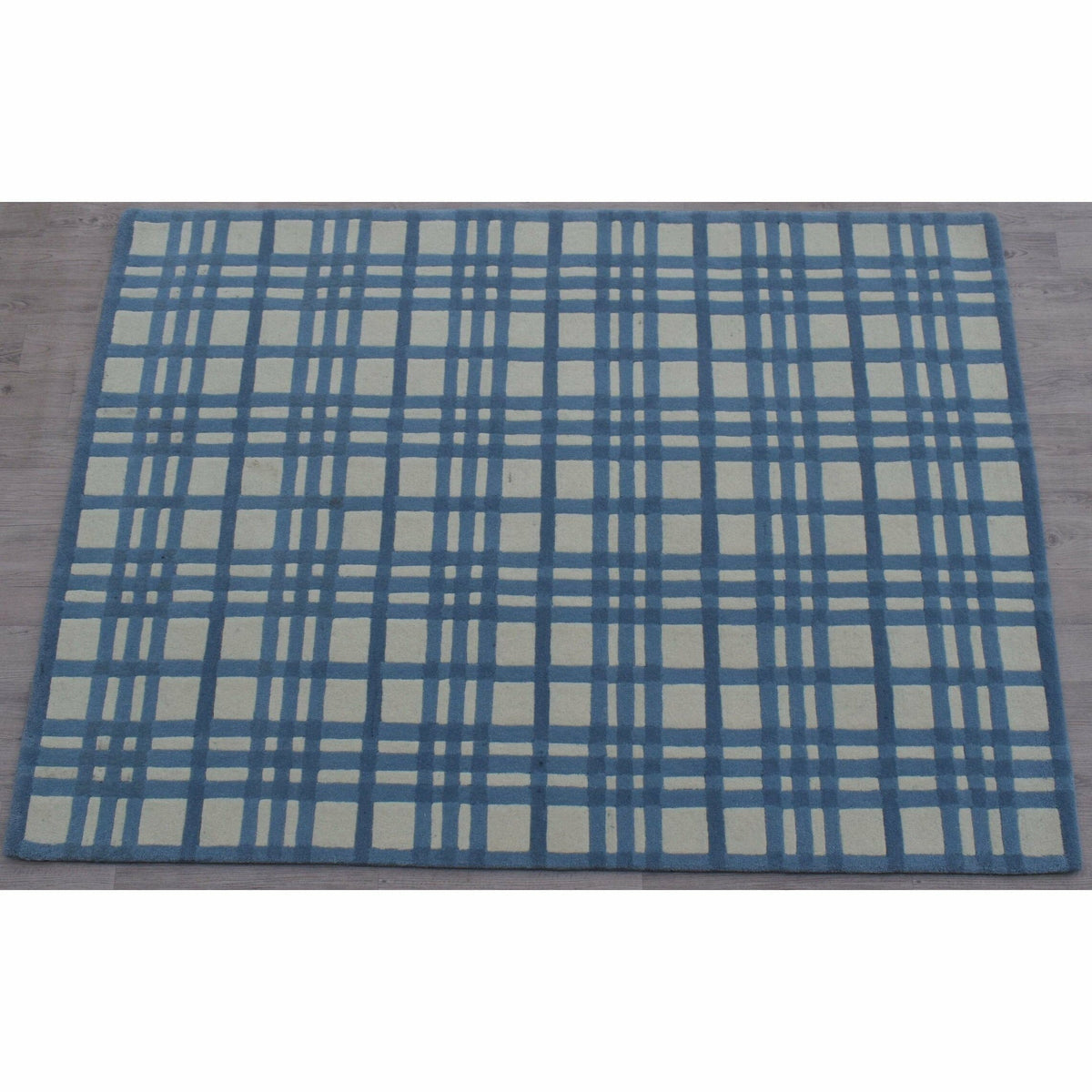 Aspen Plaid Blue Wool handtufted wool Organic Weave Shop 3&#39; x 10&#39; Blue 