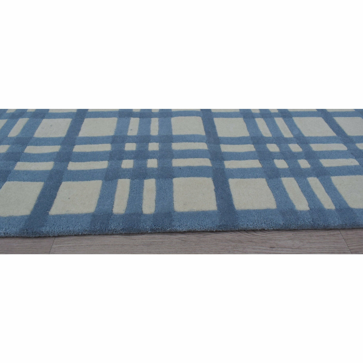 Aspen Plaid Blue Wool handtufted wool Organic Weave Shop 