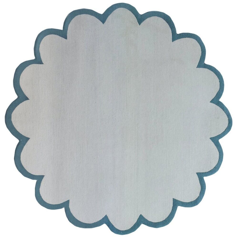 Sculpted Border Aqua handknotted tibetan 60 knot Organic Weave Shop 6&#39; Circle Aqua 