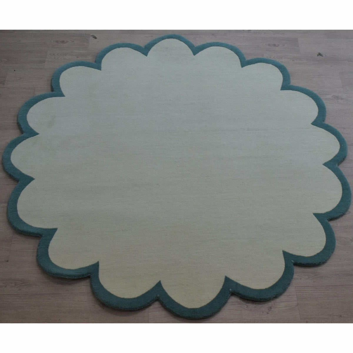 Sculpted Border Aqua handknotted tibetan 60 knot Organic Weave Shop 