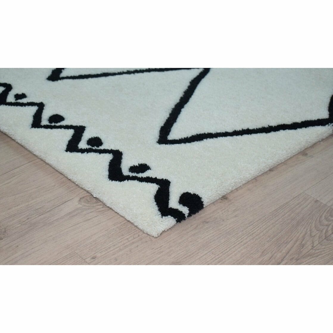 Rebel Fantasy II Wool Shag Ivory Black handtufted wool shag Organic Weave Shop 3&#39; x 10&#39; RUNNER 