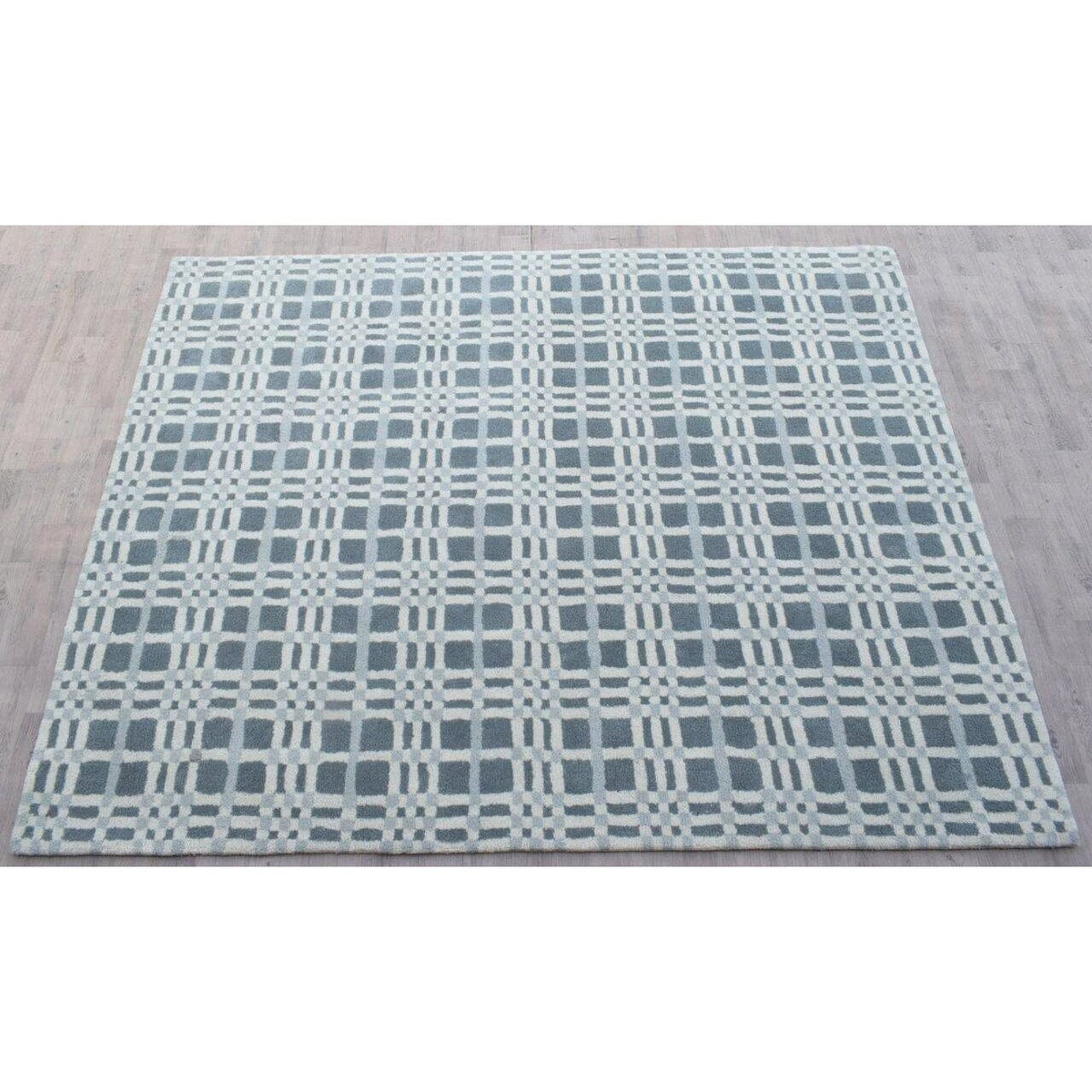 Fluffy Plaid Grey Wool Shag handtufted wool Organic Weave Shop 