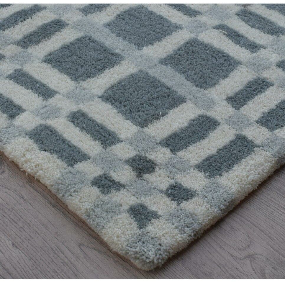 Fluffy Plaid Grey Wool Shag handtufted wool Organic Weave Shop 