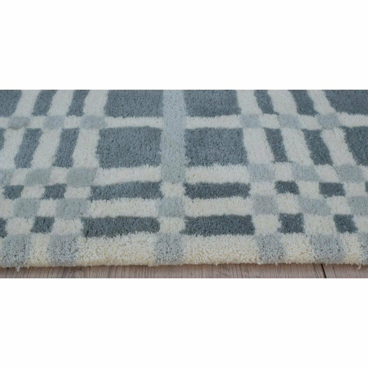 Fluffy Plaid Grey Wool Shag handtufted wool Organic Weave Shop 