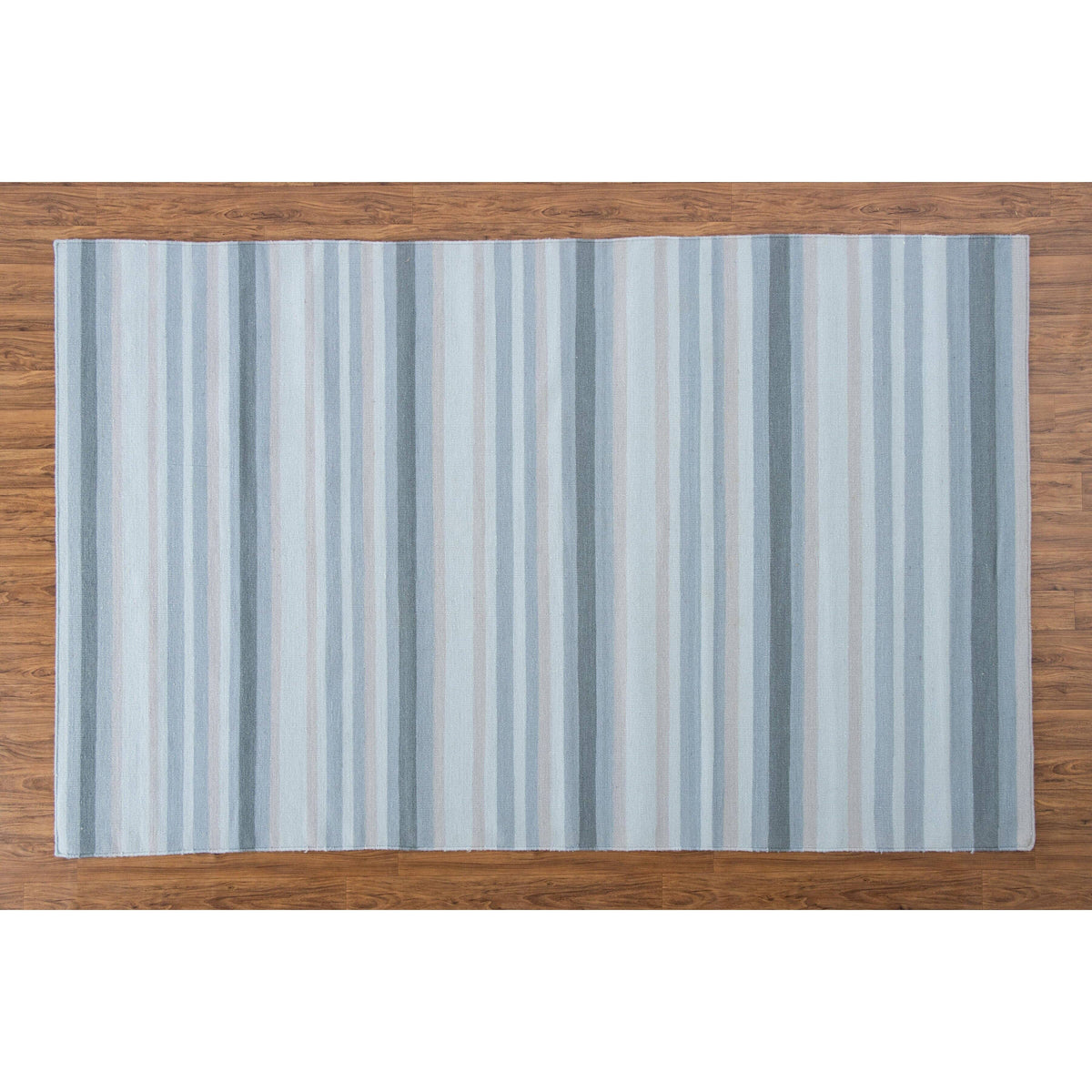 Stripe Blue Wool Flatweave cotton flatweave Organic Weave Shop 