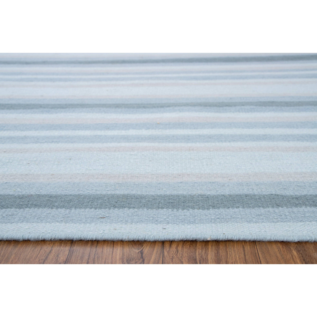 Stripe Blue Wool Flatweave cotton flatweave Organic Weave Shop 