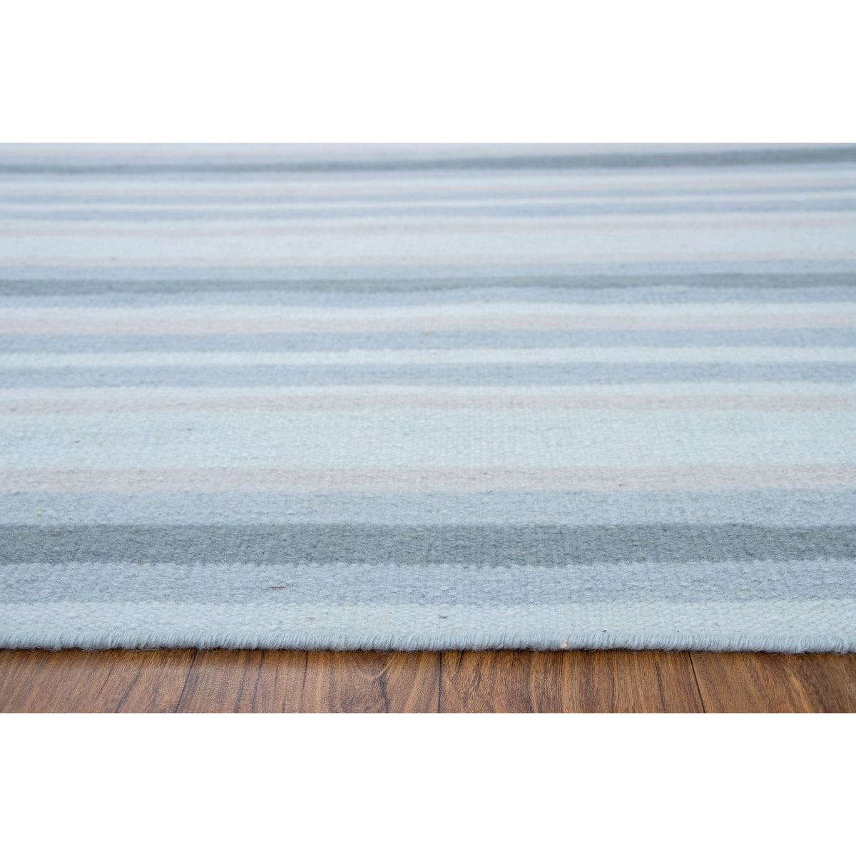 Stripe Blue Wool Flatweave 5x8 wool flatweave Organic Weave Shop 