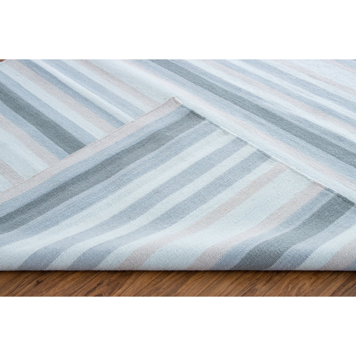 Stripe Blue Wool Flatweave 5x8 wool flatweave Organic Weave Shop 