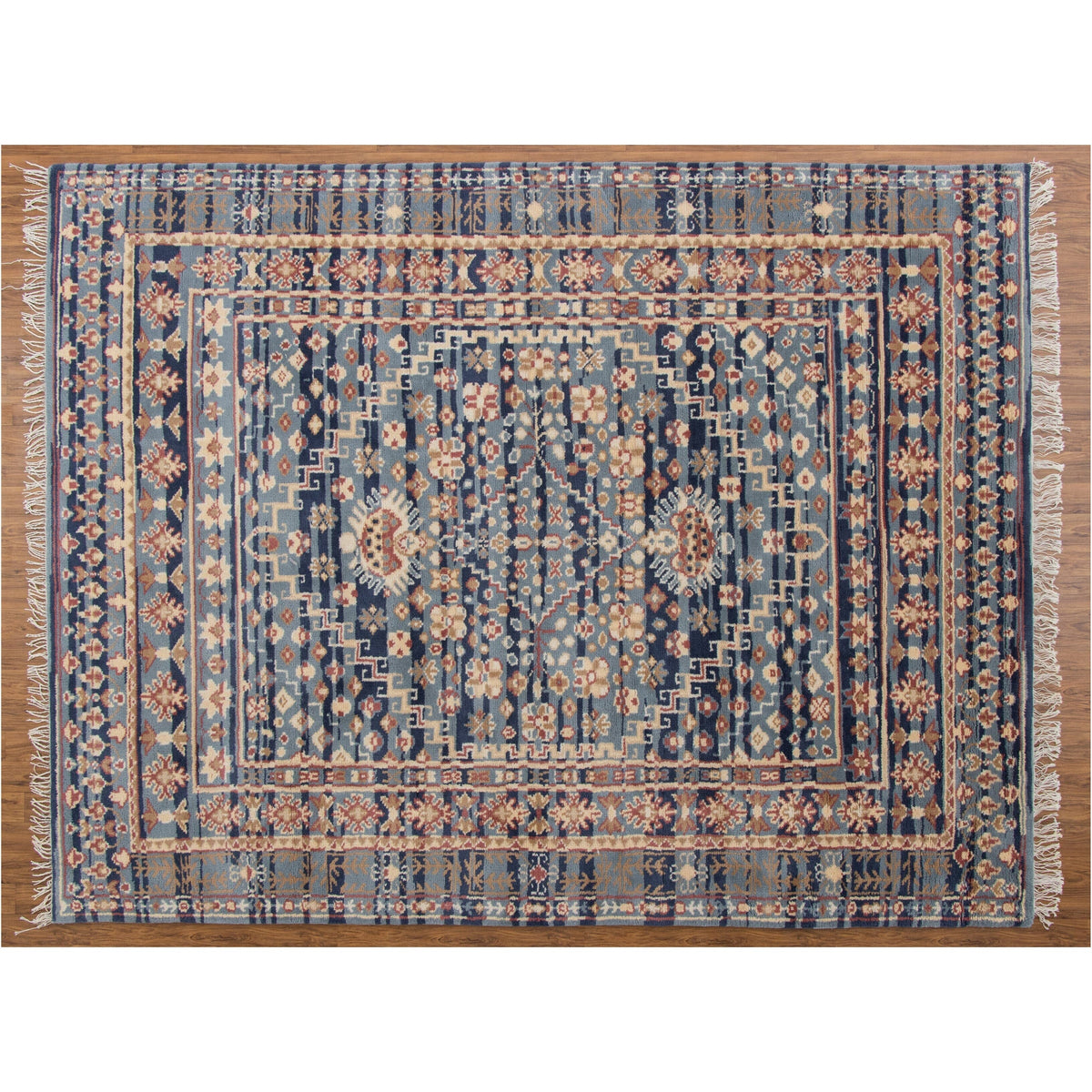 Gallerie Blue Wool Handknotted handknotted tibetan 60 knot Organic Weave Shop 6x9 