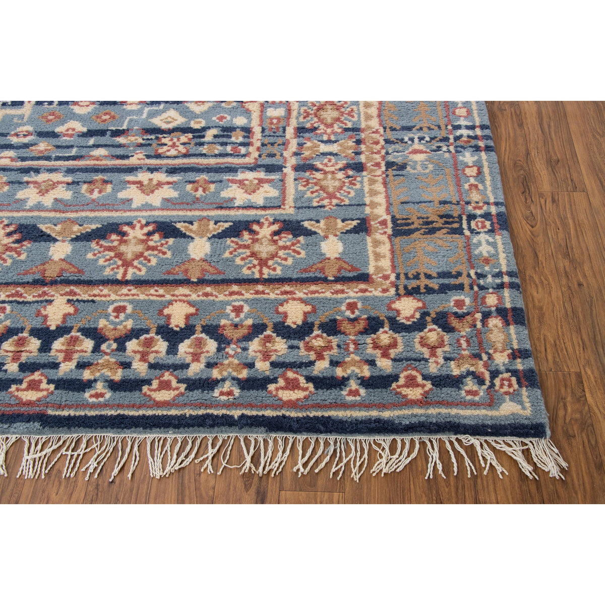 Gallerie Blue Wool Handknotted handknotted tibetan 60 knot Organic Weave Shop 