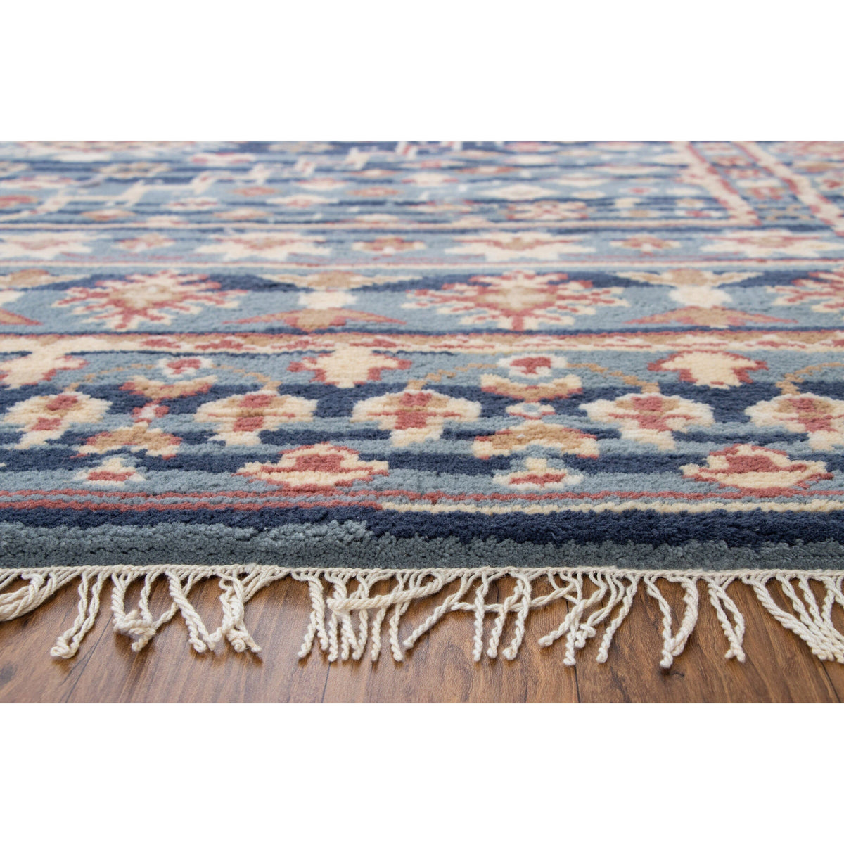 Gallerie Blue Wool Handknotted handknotted tibetan 60 knot Organic Weave Shop 
