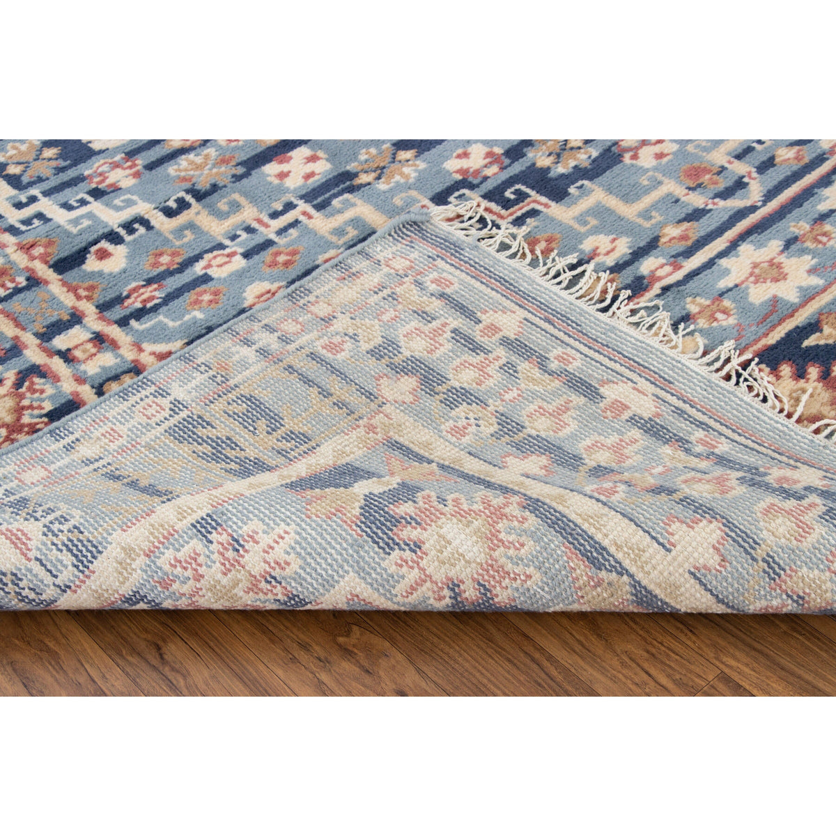 Gallerie Blue Wool Handknotted handknotted tibetan 60 knot Organic Weave Shop 