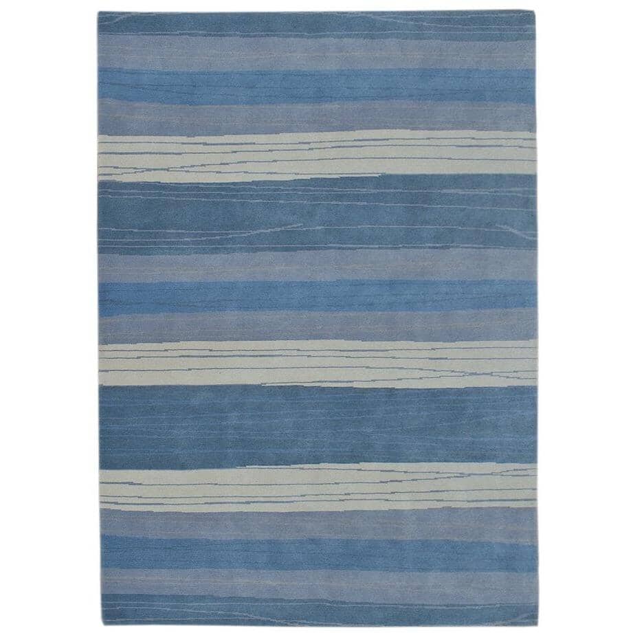 High Tide Wool Handknotted Blue handknotted tibetan 60 knot Organic Weave Shop 2'5" x 10 Blue 