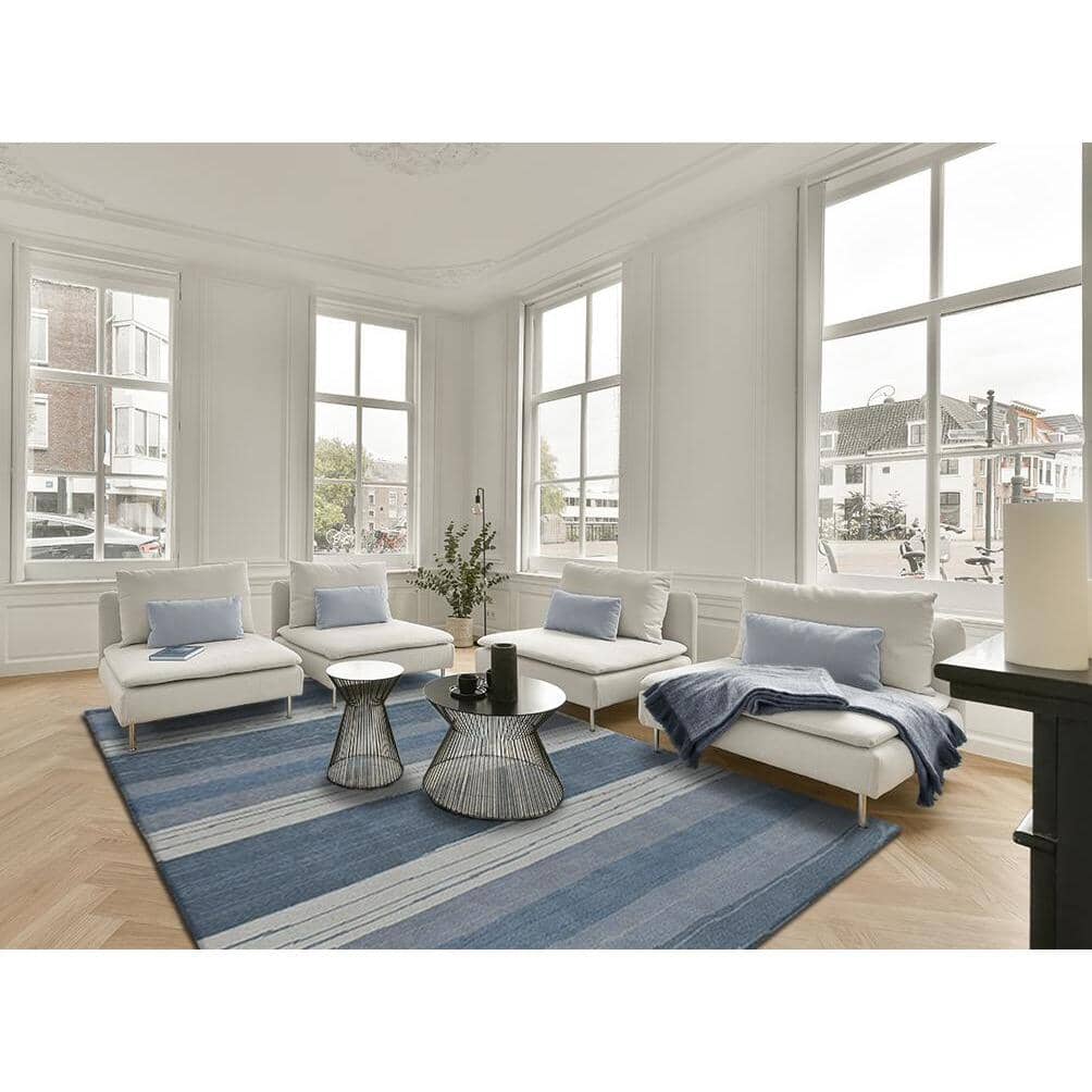 High Tide Wool Handknotted Blue handknotted tibetan 60 knot Organic Weave Shop 