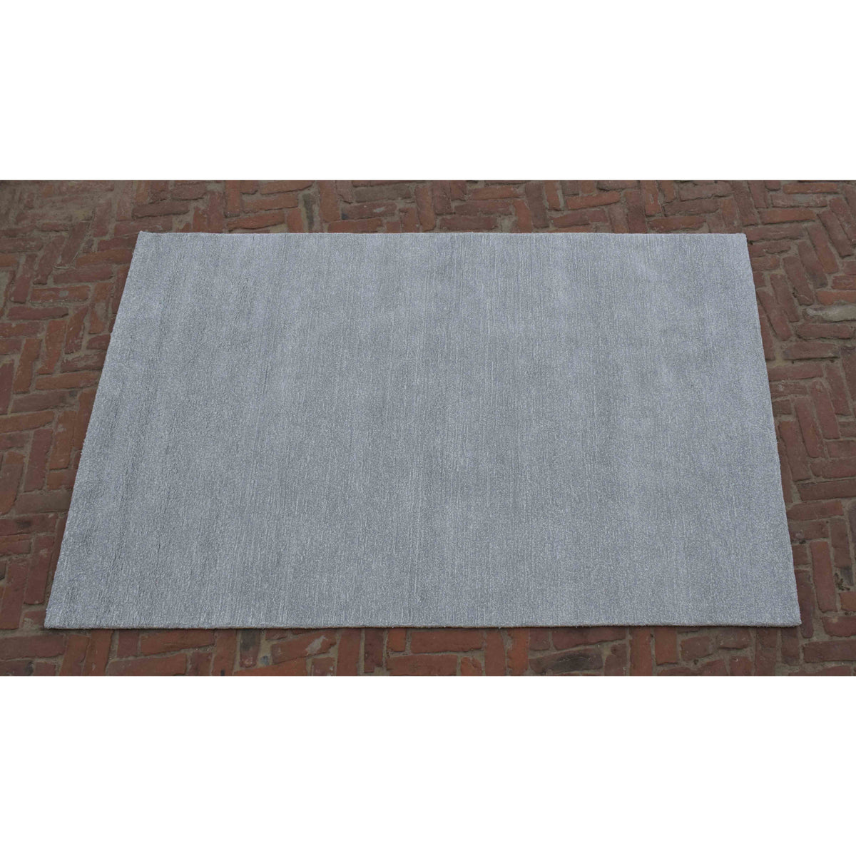 Signature Solid Strie Light Grey handtufted cotton Organic Weave Shop 