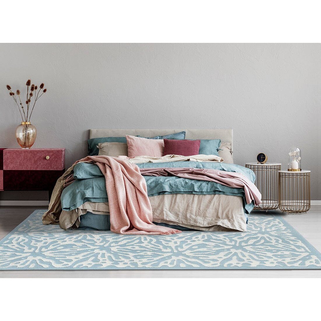 Quinn Turquoise Blue Wool handtufted wool Organic Weave Shop 