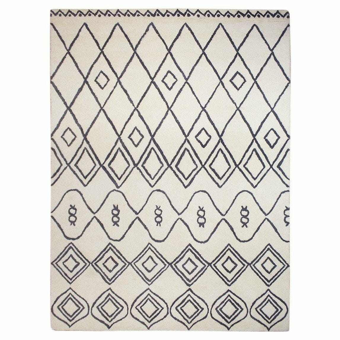 Rebel Fantasy Ivory Charcoal Wool Shag handtufted wool shag Organic Weave Shop 3&#39; x 10&#39; RUNNER 