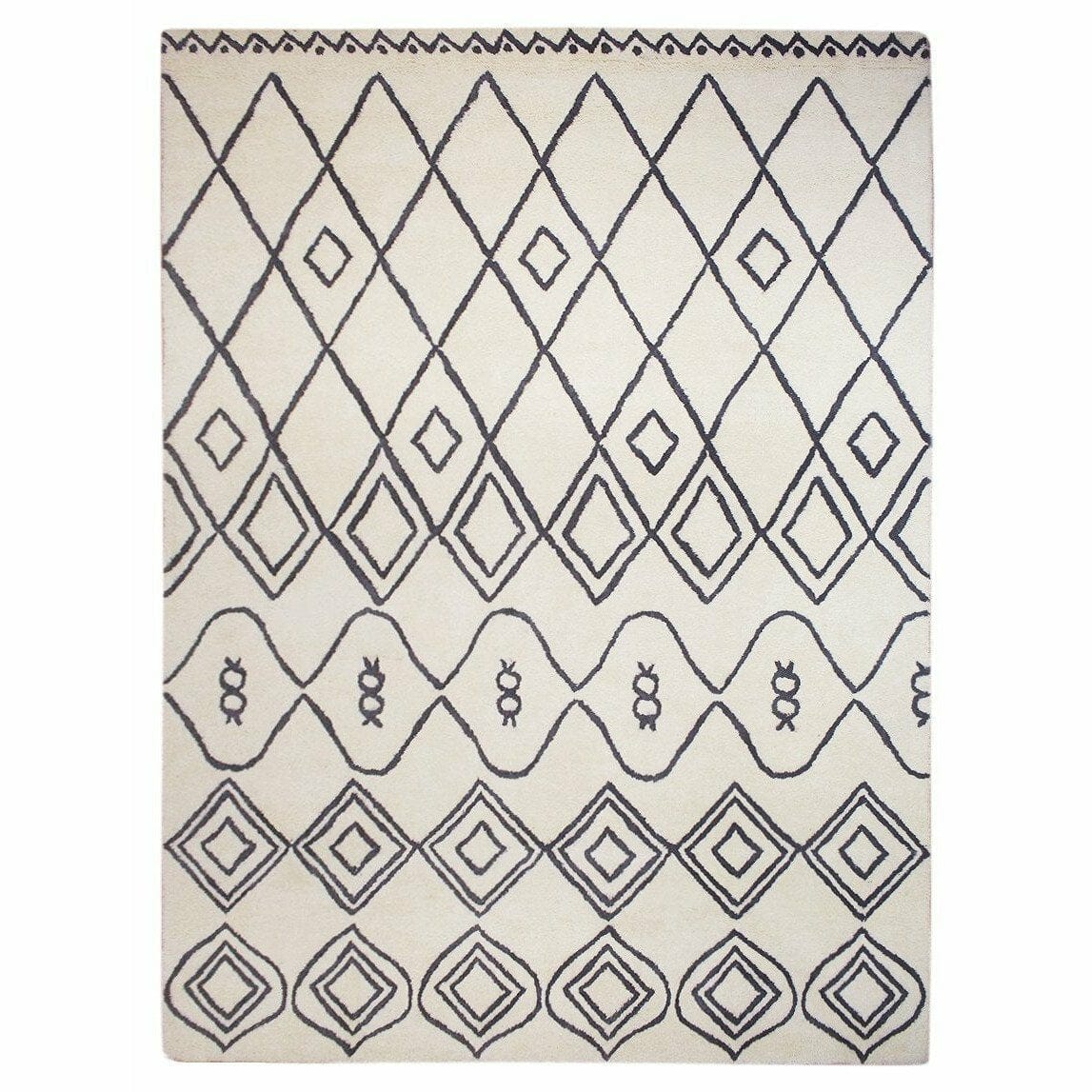 Rebel Fantasy Ivory Charcoal Wool Shag handtufted wool shag Organic Weave Shop 3' x 10' RUNNER 