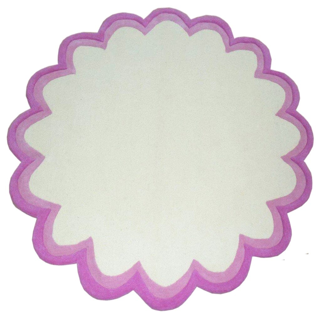 Double Sculpted Border Pink Wool Rugs Organic Weave Shop 5&#39; round 