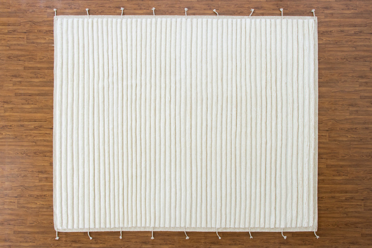 Taylor Ivory Wool Handknotted with Shag Pile 8x10 Rugs Organic Weave Shop 