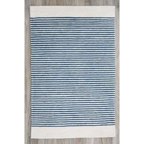 Sailor Stripe Blue Cotton children&#39;s Organic Weave Shop 5&#39;x8&#39; 
